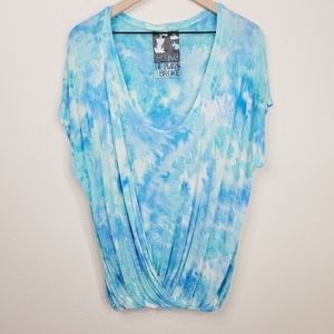 Young Fabulous and Broke Blue Tie Dye Tee